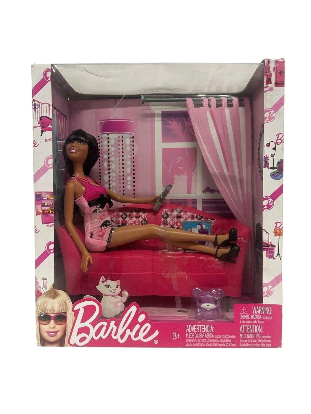 Barbie Doll Glam with Sofa / Couch and Accessories for Doll House Sealed New